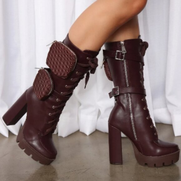 ALL ABOUT THE POCKETS  Heeled Booties - Chocolate ( BRAND NEW !!! _ - Picture 1 of 6